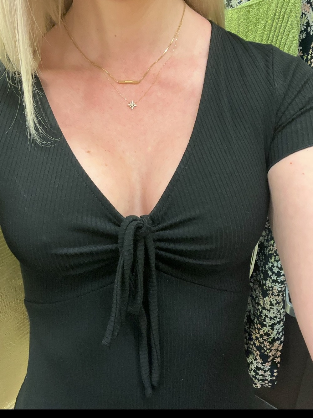 bp Black Tie-Front Ribbed Mini Dress - Picture 3 of 3